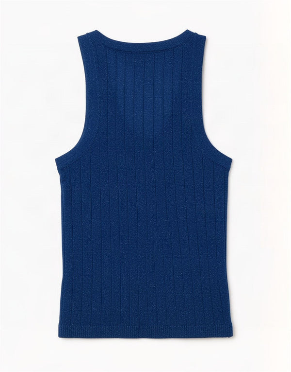 Zara Mujer Chaleco Top UK 4 XS Viscosa Moteada Azul