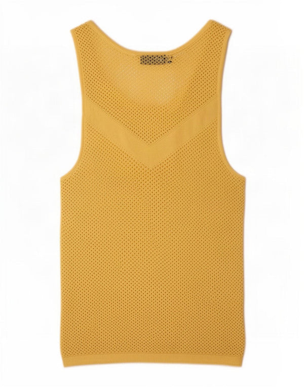 Zara Womens See Through Vest Top UK 14 Large Jaune Viscose