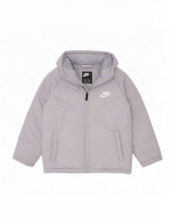 Nike Boys Hooded Padded Jacket 5-6 Years Medium Grey Polyester