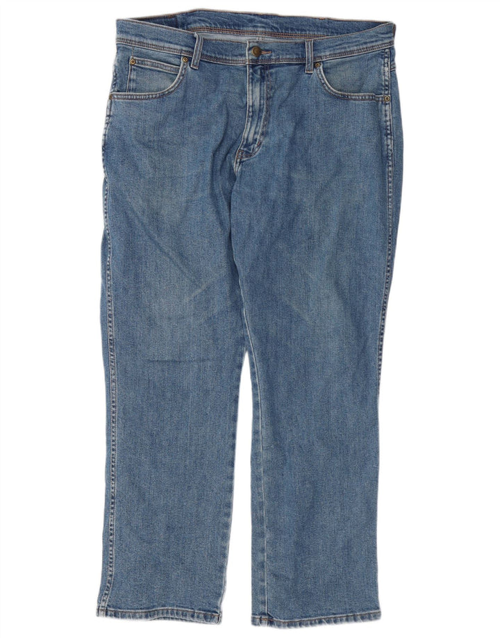 Wrangler Mens Regular Fit Straight Jeans W36 L30 Blue Cotton