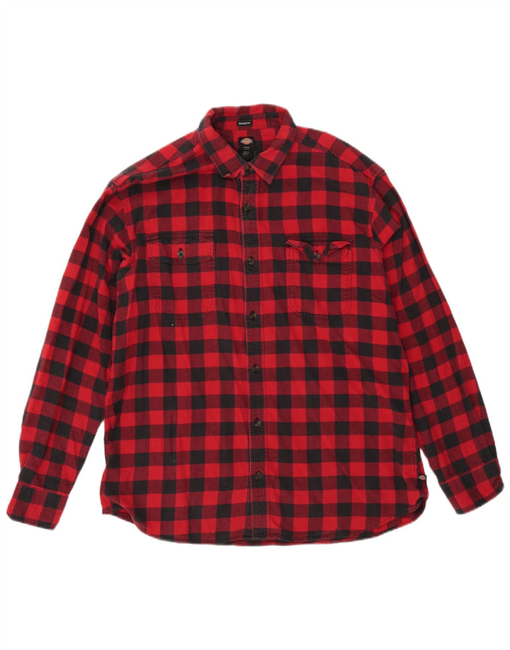 Dickies Herre Relaxed Fit Flanell Shirt Large Red Check