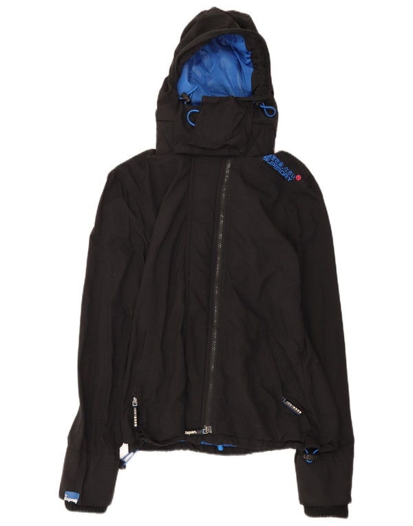 Jachetă de ploaie cu glugă Superdry Windcheater pentru femei UK 14 Medium Black Nylon