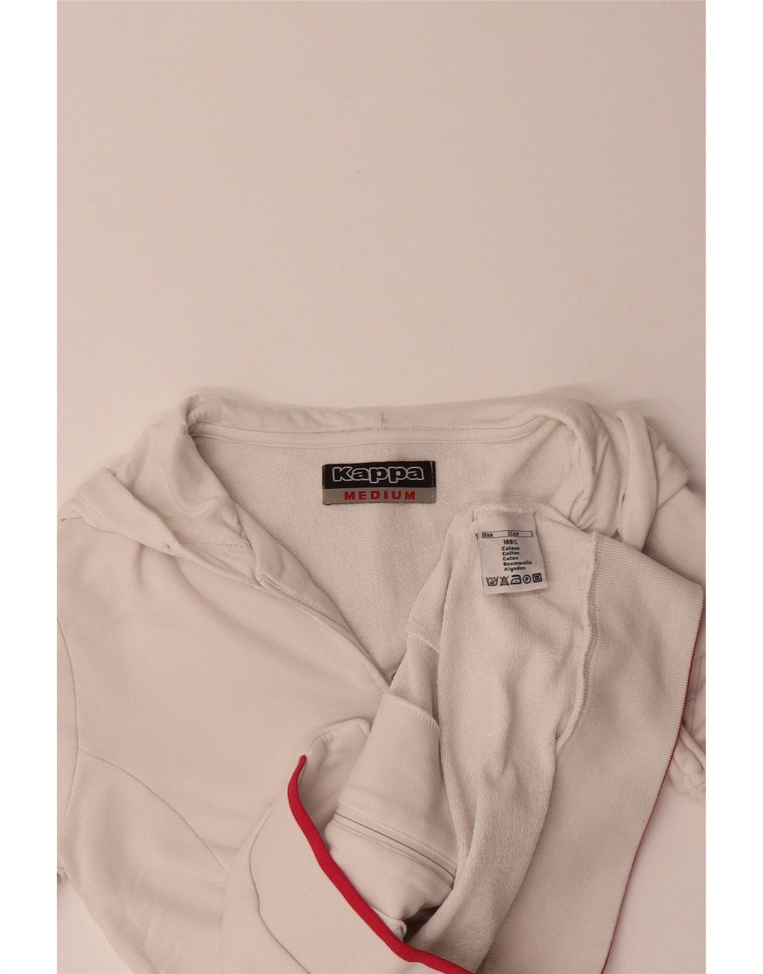 KAPPA Womens Zip Hoodie Sweater UK 14 Medium White Cotton Vintage Kappa and Second-Hand Kappa from Messina Hembry 