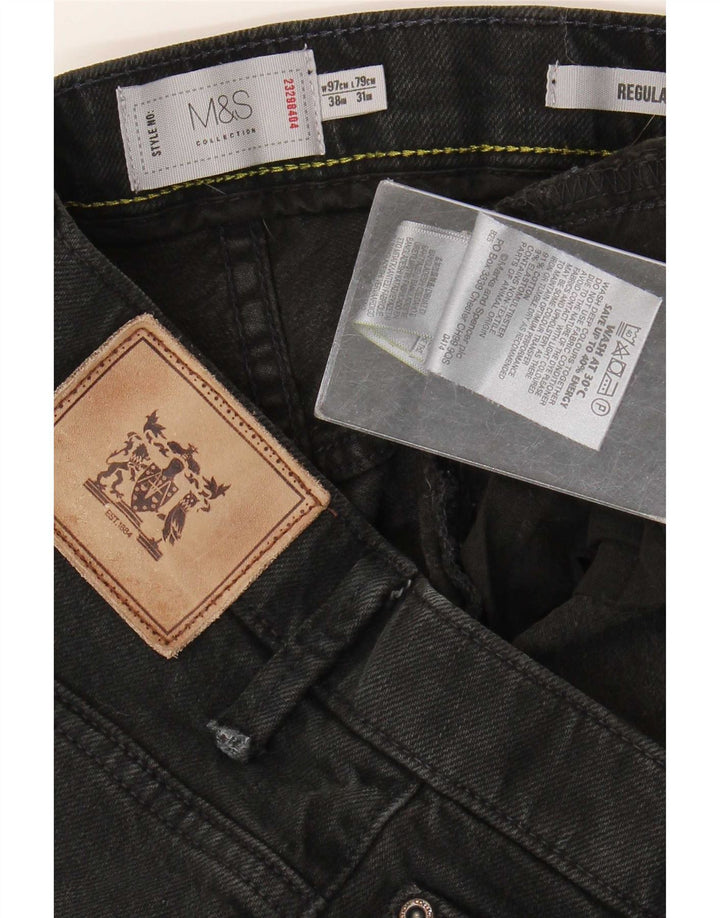 Męskie jeansy Marks & Spencer o regularnym kroju W38 L31, czarne, bawełniane