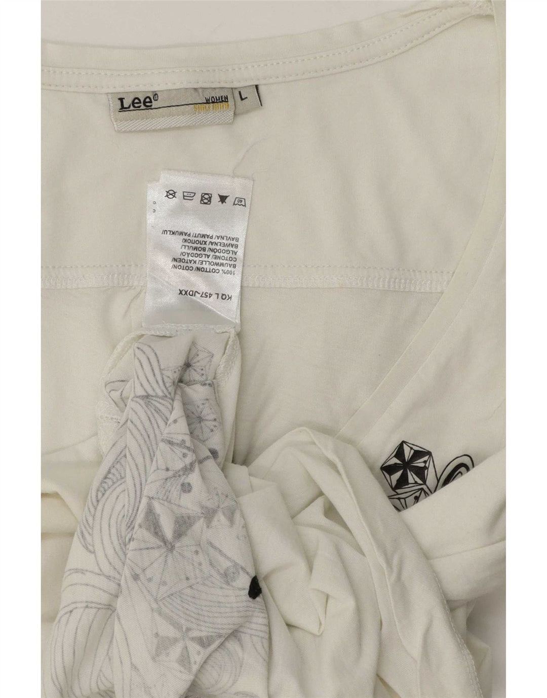 Lee Damen-Top, 3/4-Ärmel, UK-Größe 16, Größe L, weiße Baumwolle