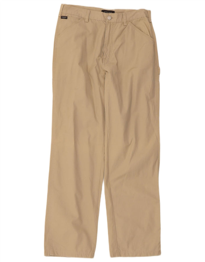 Guess Mens Straight Cargo Trousers W32 L30 Beige Cotton