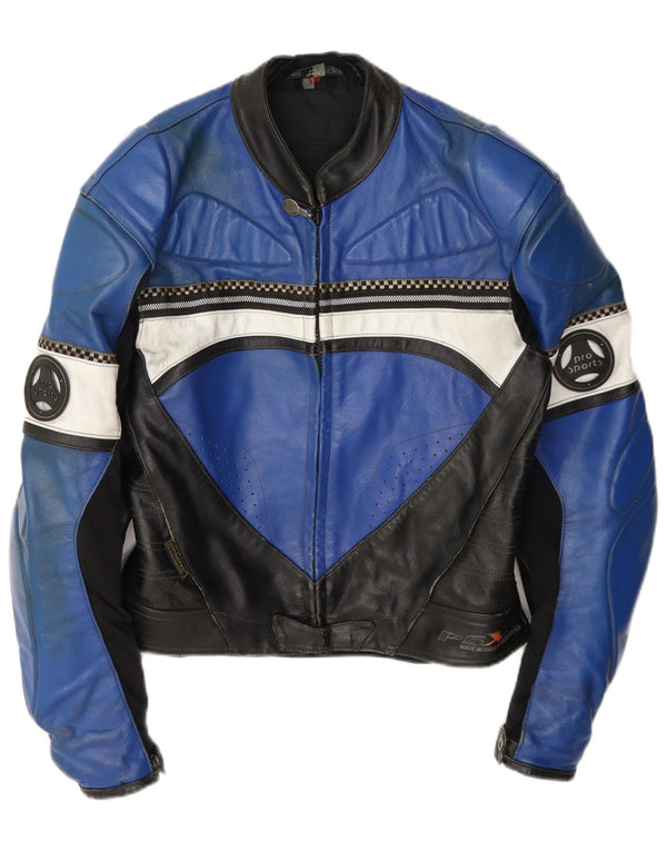 Δερμάτινο μπουφάν Hein Gericke Mens Moto Racer Size 54 XL Blue Colourblock