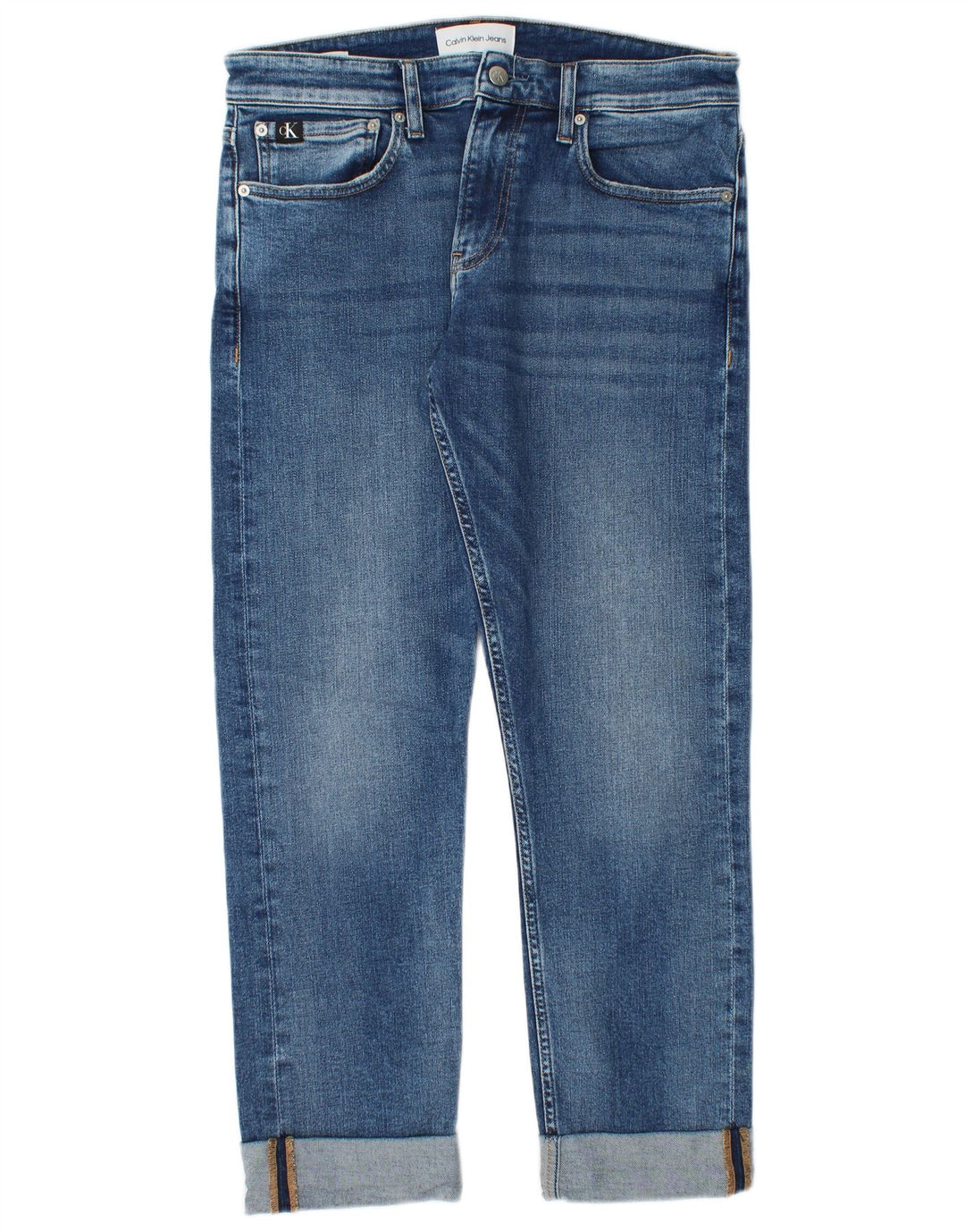 Calvin Klein Mens Straight Jeans W32 L27 Blue Cotton
