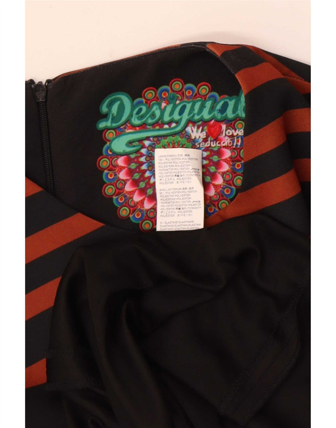 Desigual Womens Graphic Sleeveless Shift Dress EU 38 Medium Black Striped