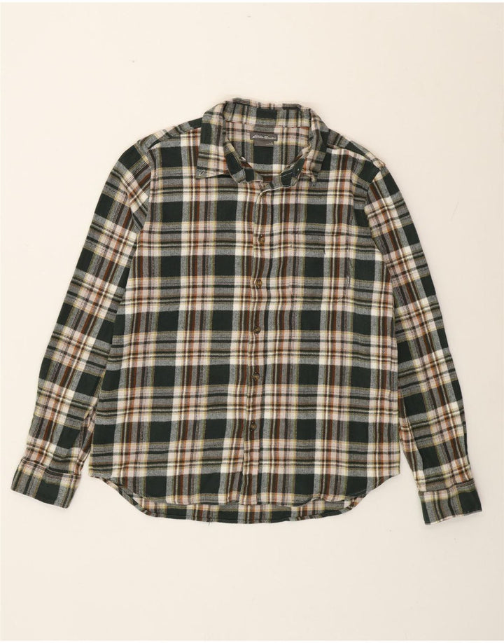 Eddie Bauer Camicia da uomo in flanella di cotone scozzese grande verde