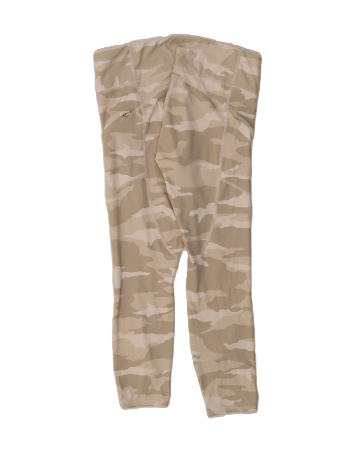 ATHLETA Womens Capri Leggings UK 16 Large Beige Camouflage Polyester Vintage Athleta and Second-Hand Athleta from Messina Hembry 
