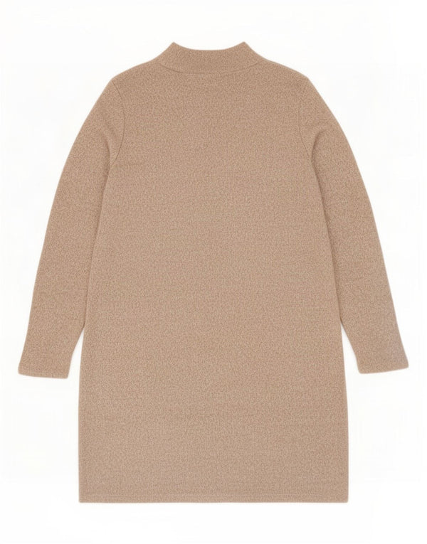 Vestido jumper feminino de manga comprida Marks & Spencer Reino Unido 14 grande bege manchado