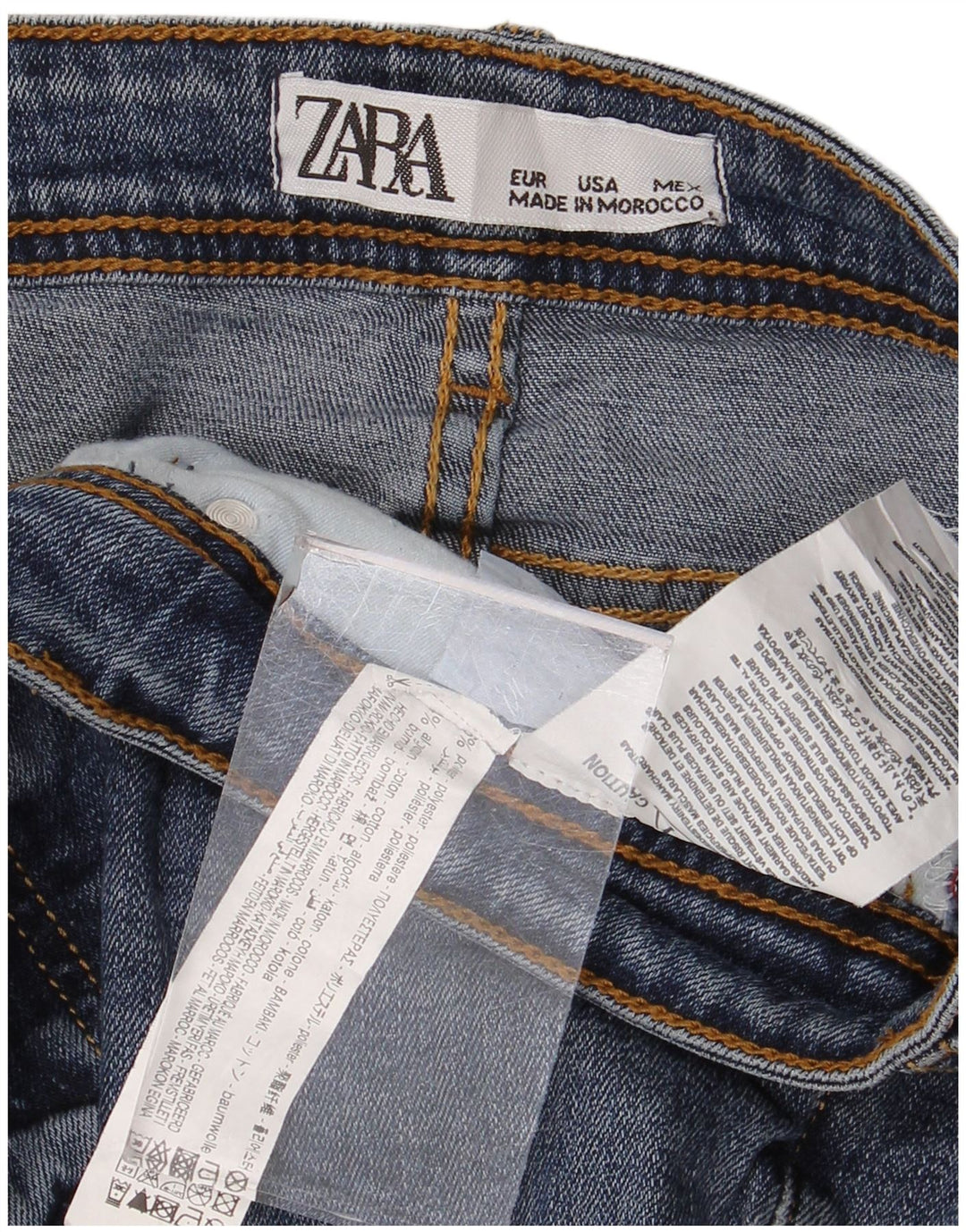 Jeans slim invecchiati Zara da donna W36 L28 poliestere blu