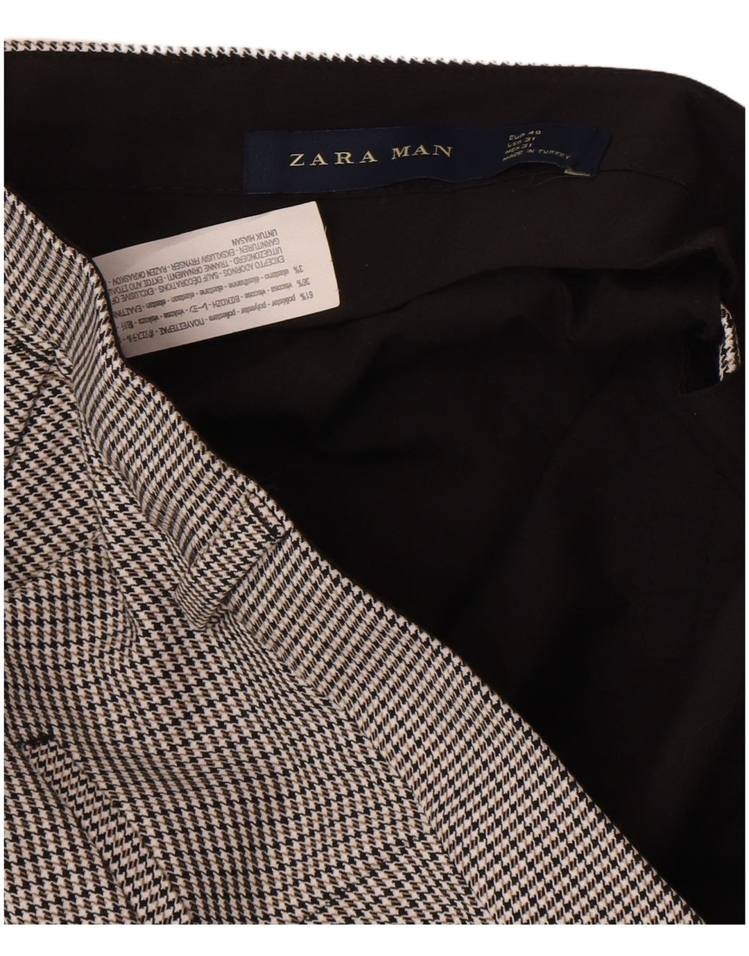 Pantaloni chino slim da uomo Zara EU 40 medi W31 L25 pied de poule grigio