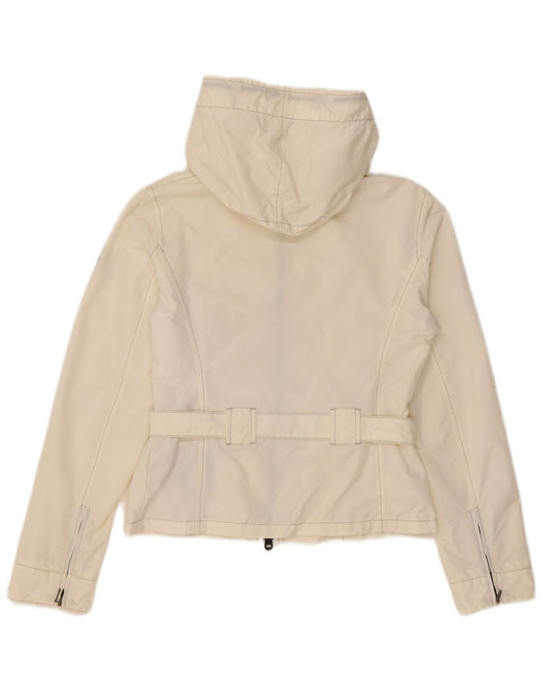 Refrigiwear Womens Crop Hooded Rain Jacket UK 12 Medium White Polyamide
