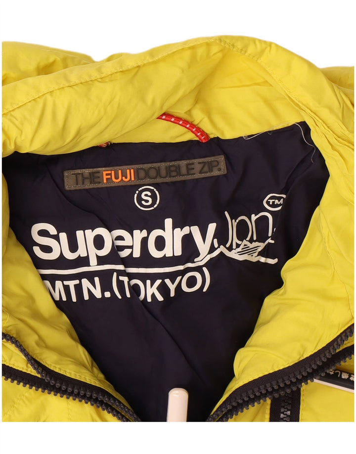 Superdry Womens Hooded Padded Jacket UK 10 Small Yellow Polyester