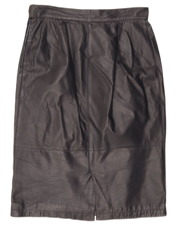 jupe en cuir femme vintage IT 46 Large W32 Bleu Marine
