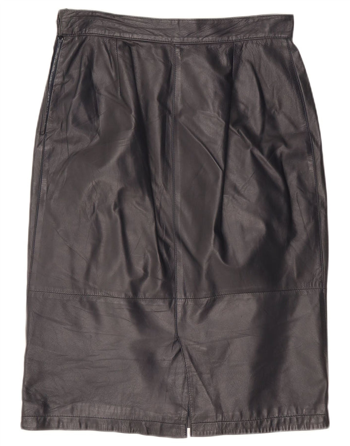 Vintage Womens Leather Skirt IT 46 Large W32 Navy Blue