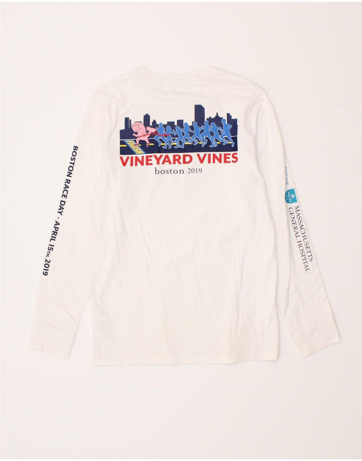 VINEYARD VINES Girls Graphic Top Long Sleeve 13-14 Years Medium  White Vintage Vineyard Vines and Second-Hand Vineyard Vines from Messina Hembry 