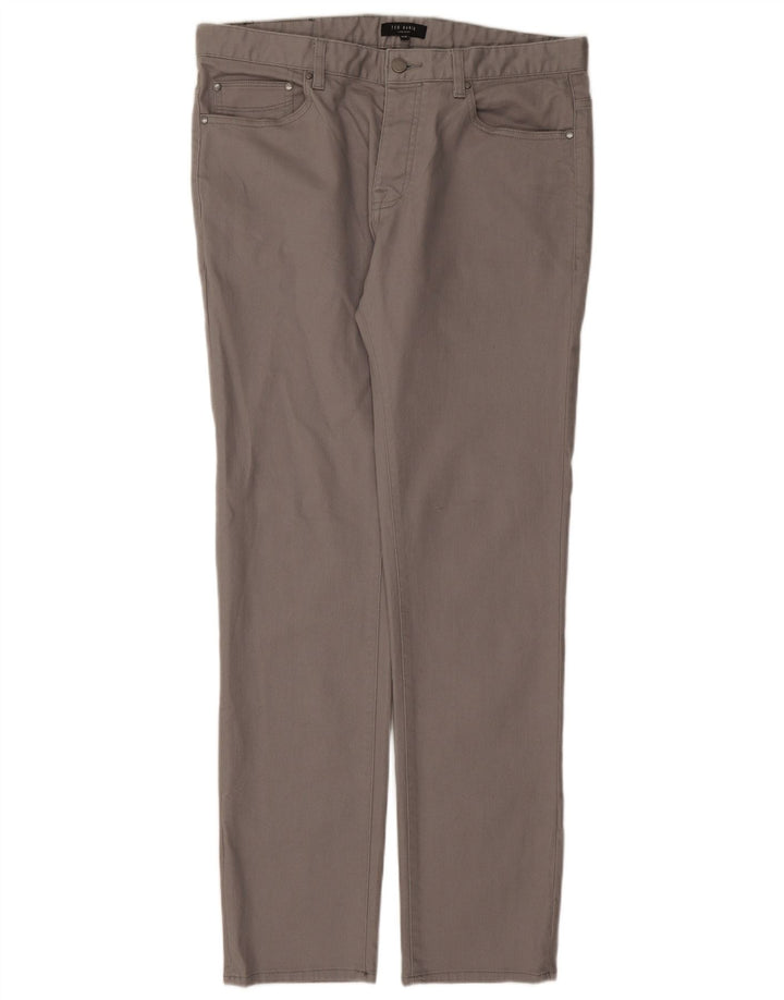 Ted Baker Mens Straight Casual Trousers W34 L32 Grey Cotton
