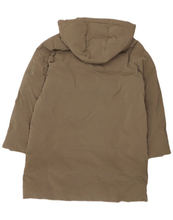 Zara Dame Hætte Polstret Frakke UK 18 XL Khaki Polyester