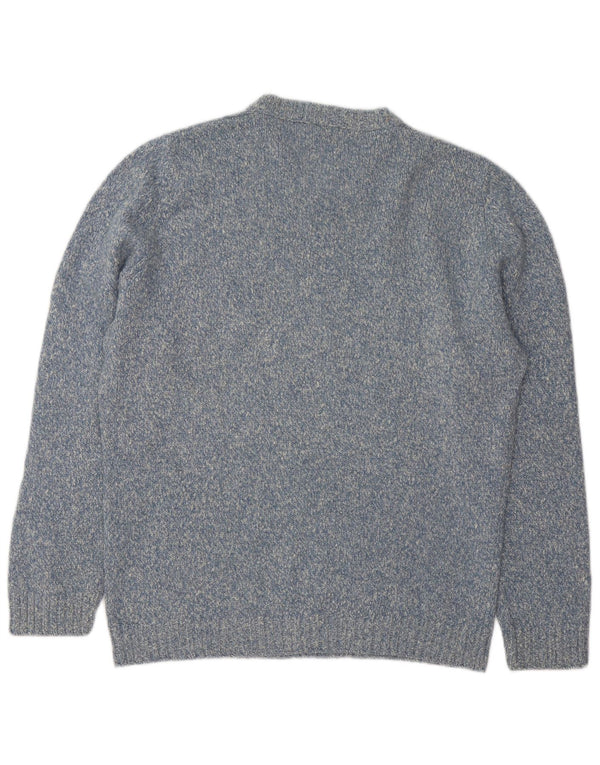 Gran Sasso Mens Crew Neck Jumper Sweater IT 48 Medium Blue Flecked Cashmere