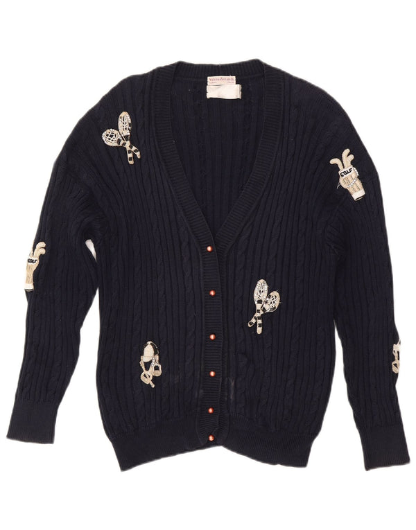 Valeria Zaccarelli Damen Golf-Cardigan-Pullover UK 14 Medium Navy Blue