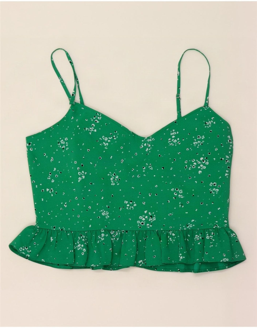 Topshop Femme Cami Top UK 44 Polyester Floral Vert Moyen