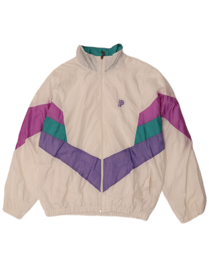 Pro Ace Herren-Trainingsanzug-Oberteil, große, cremefarbene Colourblock-Polyamidjacke