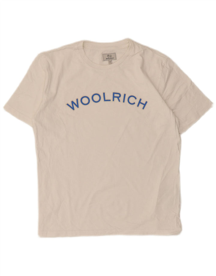 Woolrich Boys Graphic T-Shirt Top 11-12 Years White Cotton