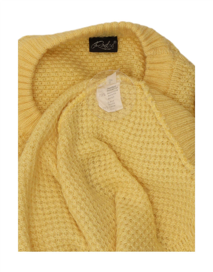 Vintage Mens Crew Neck Jumper Sweater Large Yellow Acrylic
