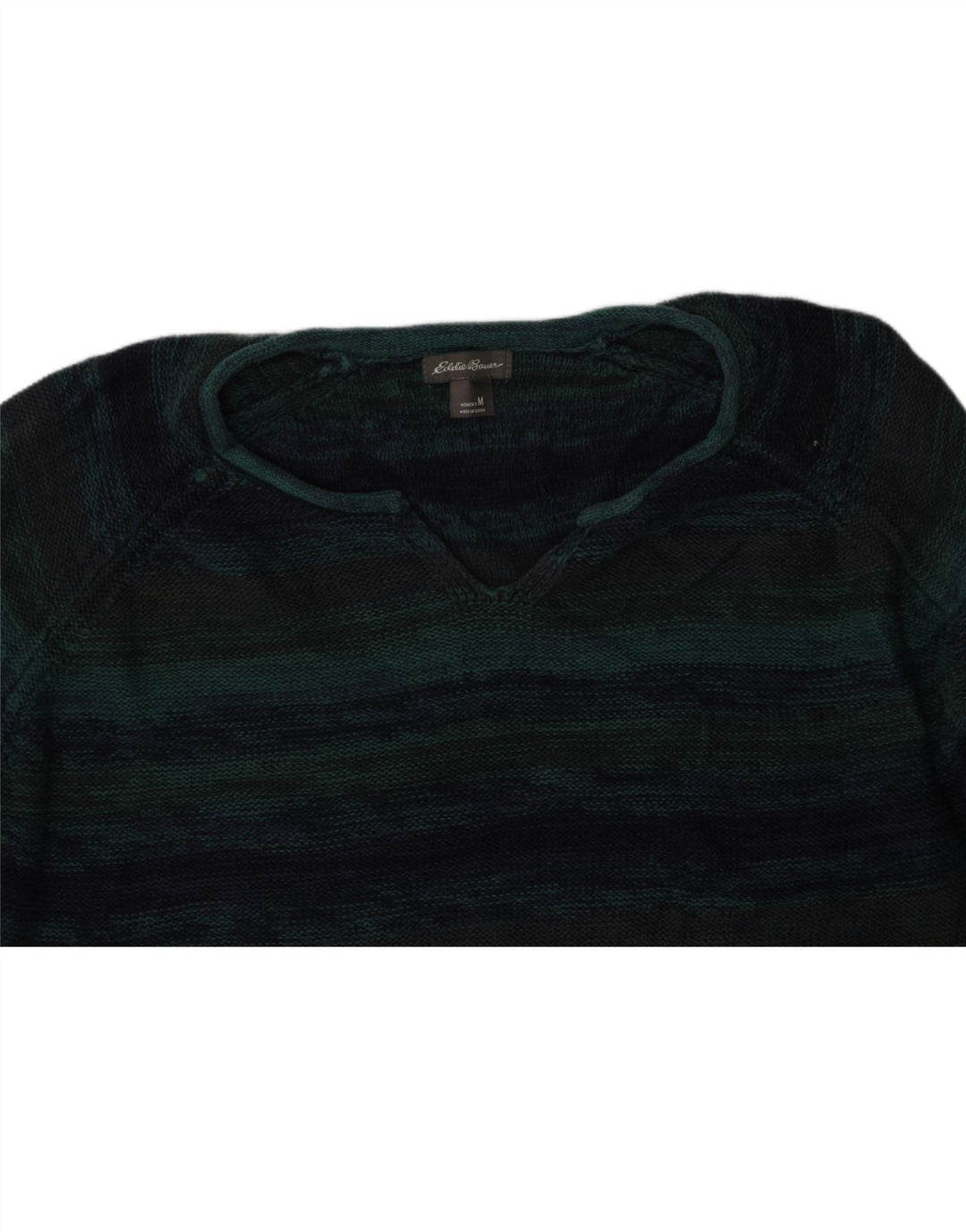 EDDIE BAUER Womens Boat Neck Jumper Sweater UK 14 Medium Blue Striped Vintage Eddie Bauer and Second-Hand Eddie Bauer from Messina Hembry 