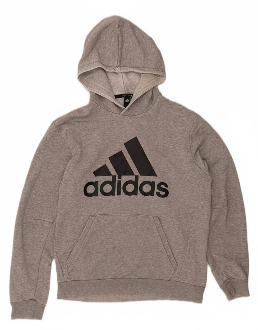 ADIDAS Mens Graphic Hoodie Jumper Medium Grey Cotton