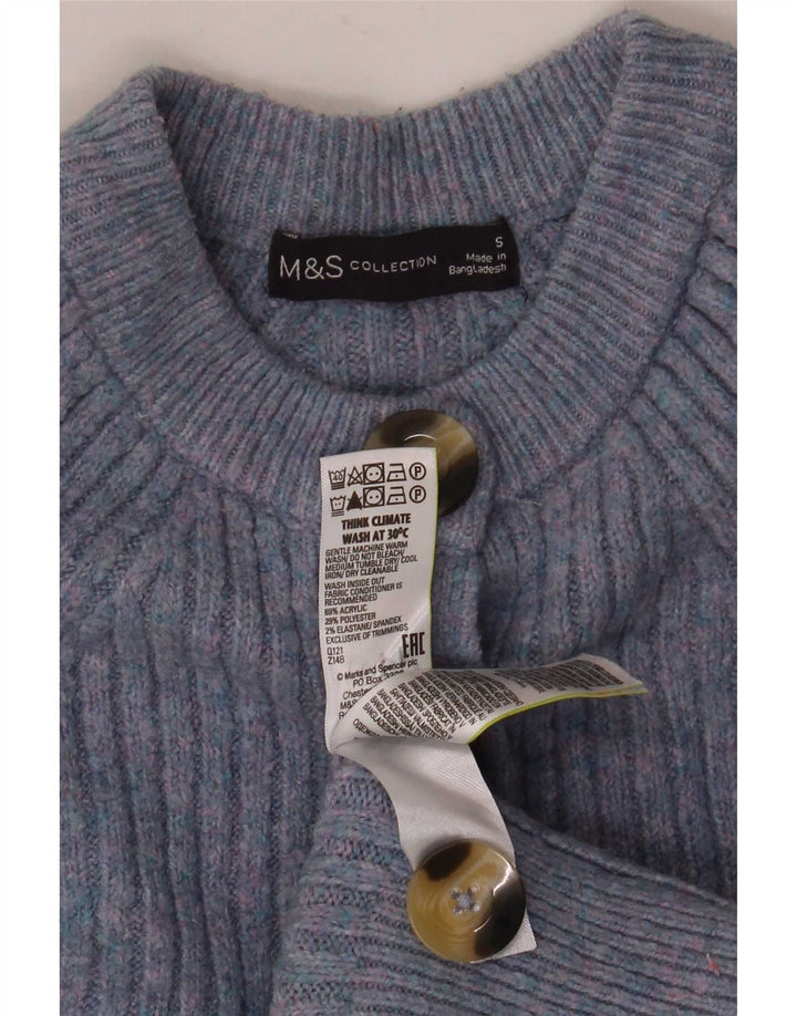 Marks & Spencer Γυναικεία Crop Oversized Ζακέτα πουλόβερ UK 10 Small Blue