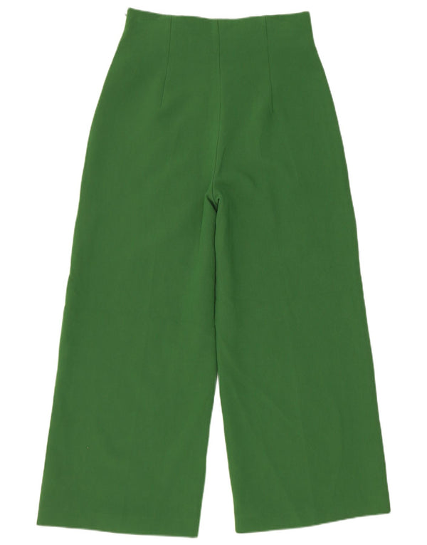 Zara Womens Wide Leg Casual Trousers Small W26 L25 Green