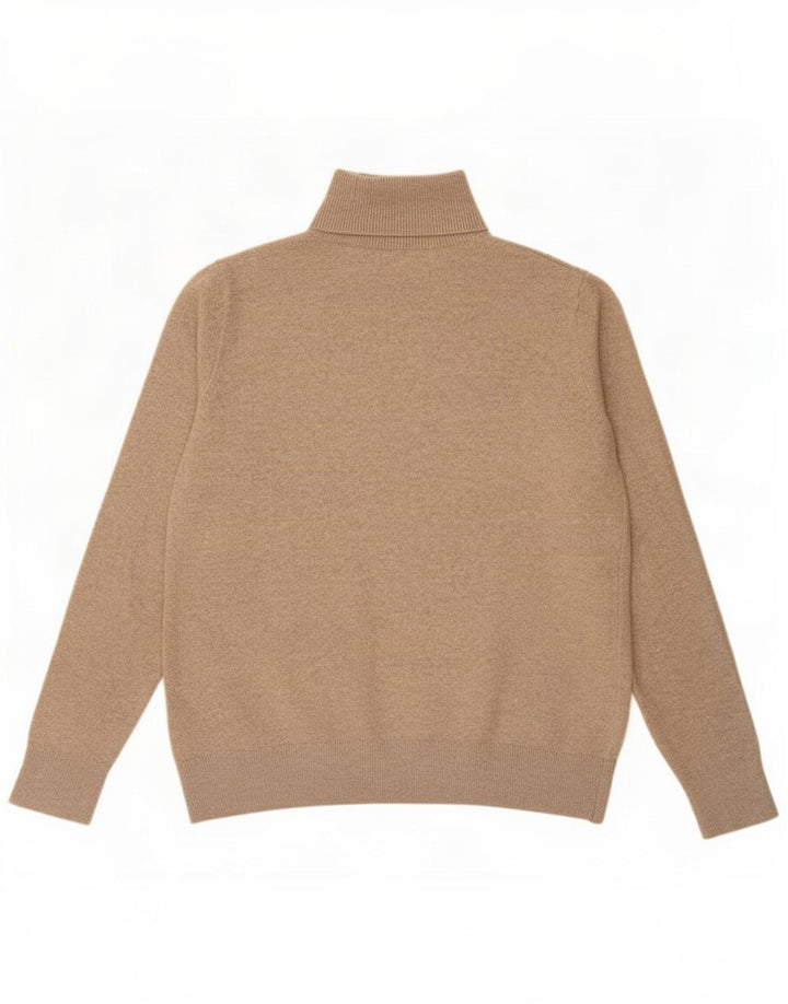 Maglione maglione a collo alto da donna Marks & Spencer UK 10 piccolo poliestere beige