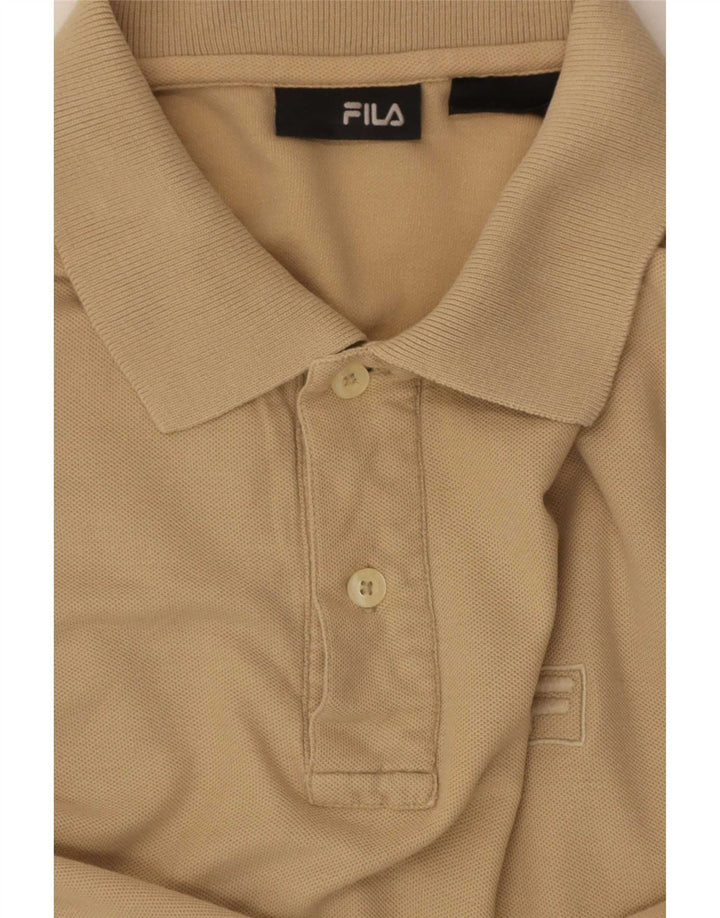 Fila Herren Kurzarm-Poloshirt mit normaler Passform Mittelbeige