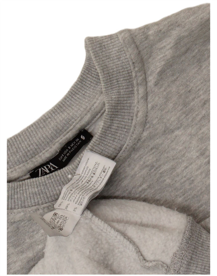 Zara Womens Oversized Sweatshirt Jumper UK 10 Small Grey Flecked Cotton