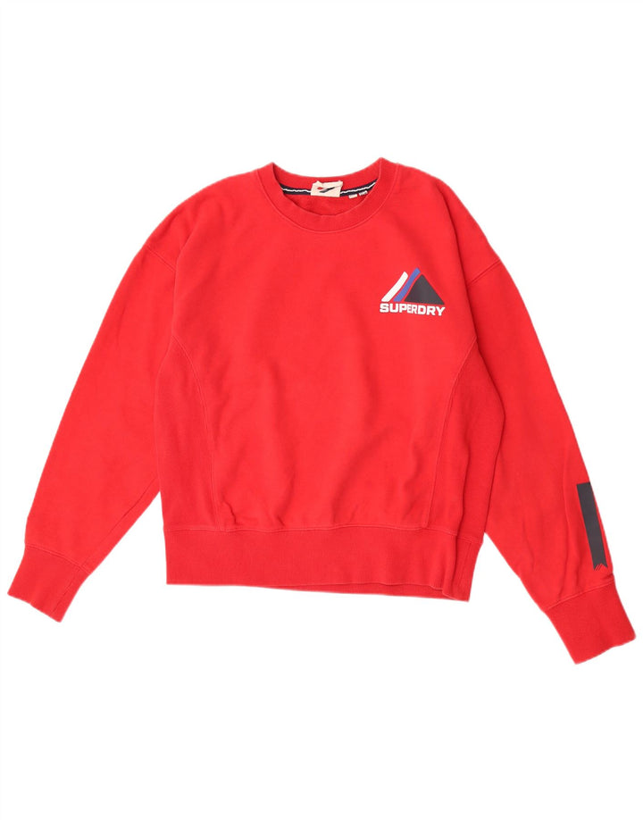Superdry Womens Graphic Sweatshirt Jumper UK 12 Medium Red Cotton