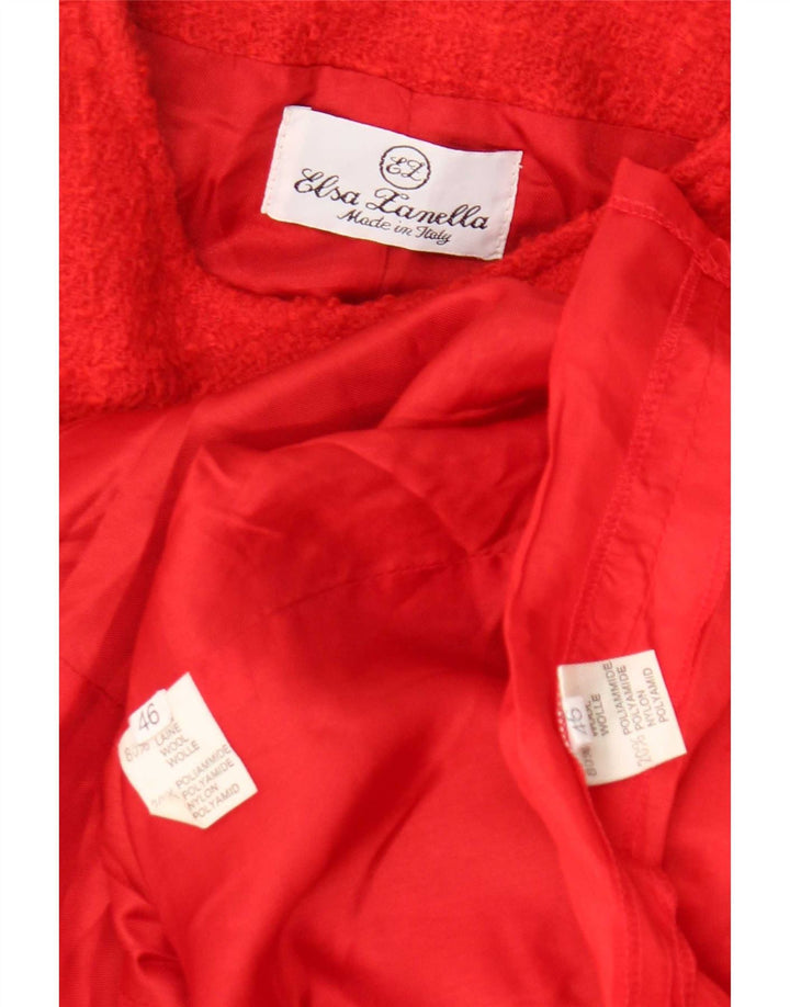 Elsa Zanella Damen 6-Knopf-2-teiliges Rockset IT 46 Large W30 Rote Wolle