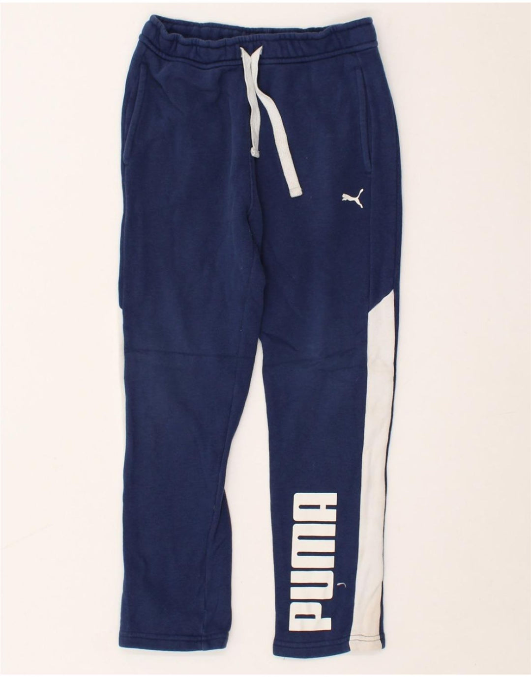 PUMA Boys Graphic Tracksuit Trousers 7-8 Years Medium Navy Blue | Vintage Puma | Thrift | Second-Hand Puma | Used Clothing | Messina Hembry 