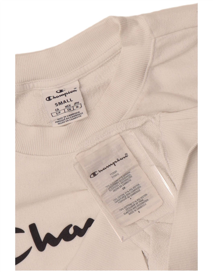 Champion Womens Graphic Sweatshirt Jumper UK 10 Small White Cotton