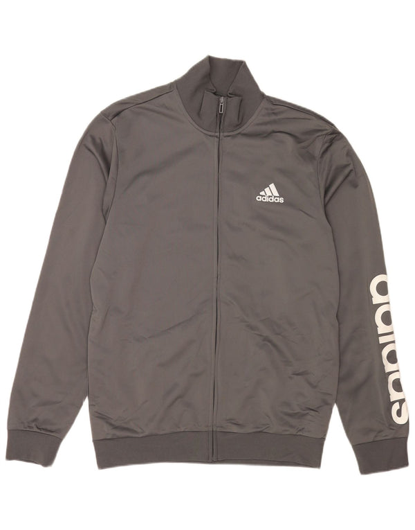 Giacca da ginnastica grafica da uomo Adidas UK 40/42 Poliestere grigio medio