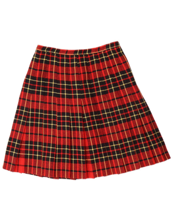 Vintage Womens Knife Pleated Skirt W26 Small Red Plaid