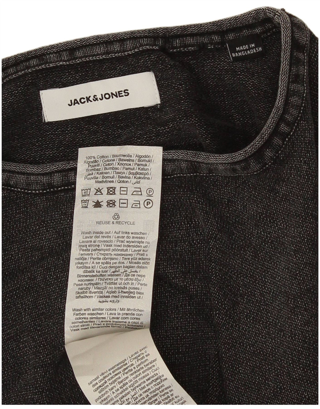 Jack & Jones Herren-Oberteil, langärmelig, mittelgraue Baumwolle