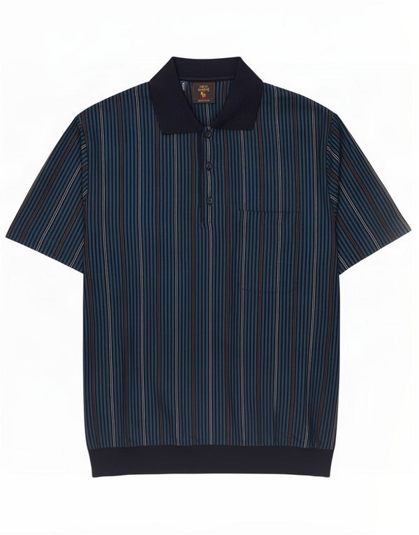 Polo Uomo Nino Marini IT 48 Cotone Gessato Medio Blu Navy