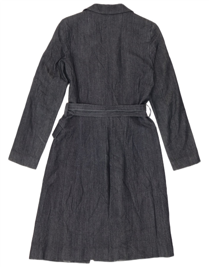 Zara Womens Overcoat UK 12 Medium Navy Blue Cotton