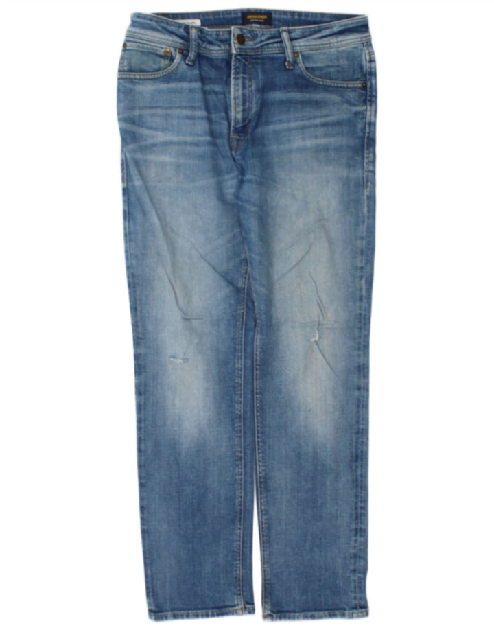 Jeans dritti invecchiati da uomo Jack & Jones W32 L32 cotone blu