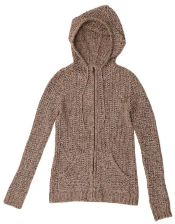 Fat Face Damen-Cardigan mit Kapuze, UK 6, XS, braun geflecktes Acryl