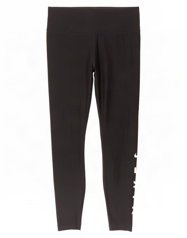 Leggings grafici Nike Dri Fit da donna UK 14 poliestere nero medio